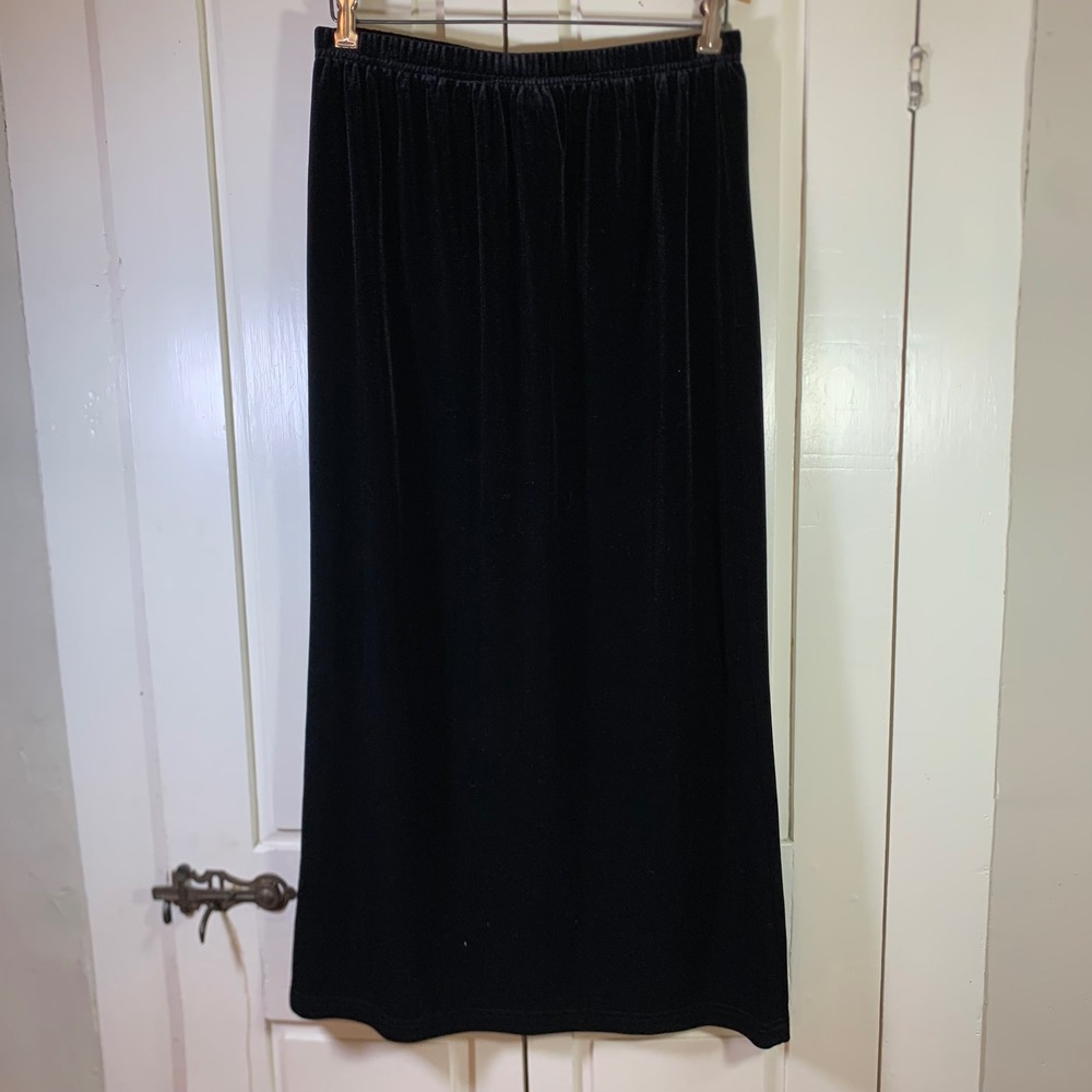 Hot Cotton Marc Ware Womens Velvet Maxi Skirt Black Elastic Waist Large USA Made